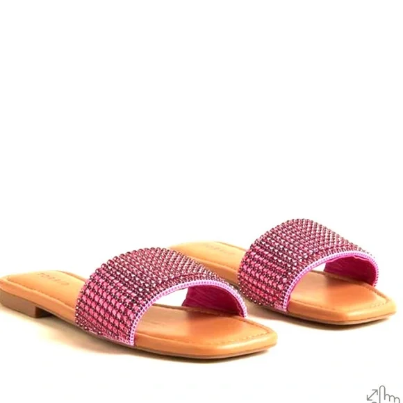 🛑SOLD🛑⭐️SALE⭐️EUC🌸TORRID Pink Rhinestone Sandals🌸 - Picture 3 of 11